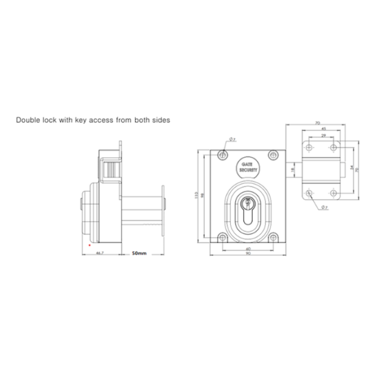 Sonra Long Throw Dead Lock - Single & Double Locking Euro Cylinder | 50mm & 70mm Gates